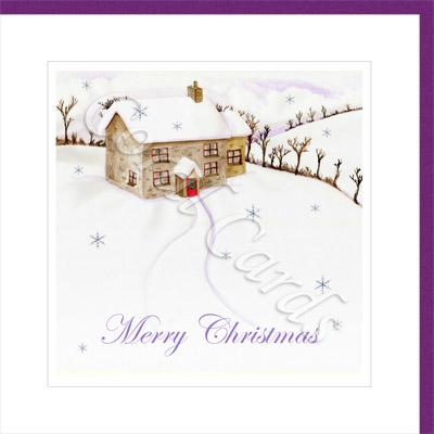 Christmas Cornish winter cottage touched with iridescent glitter - Coralie Goodman